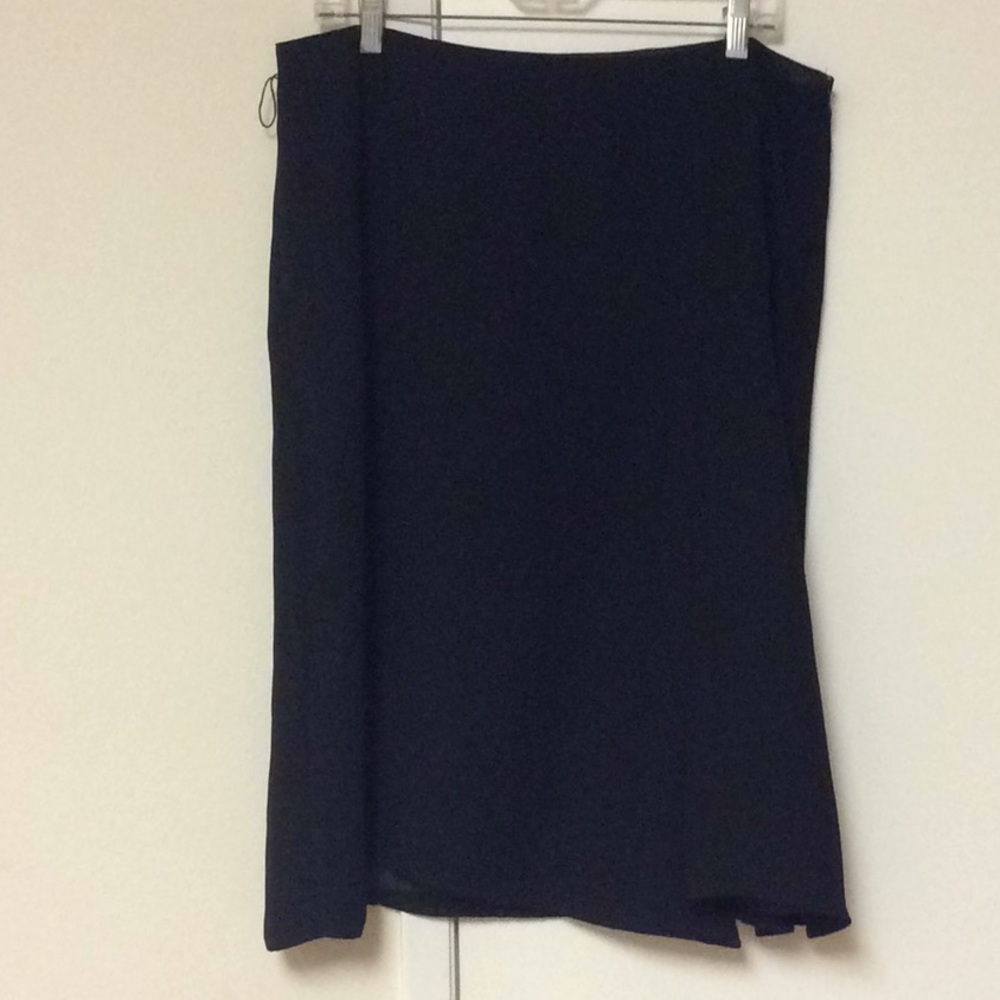 Black A-line Skirt with Front Split Fully Lined